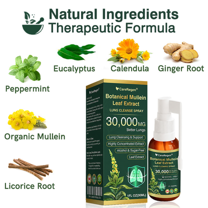 🫁⚡✅Official Store:CareRegen® Botanical Mullein Leaf Extract Lung Cleanse Spray（🫁Directly acts on COPD, asthma, chronic bronchitis (CB), respiratory infections, lung cancer, sinusitis, and other conditions🫁）🌞