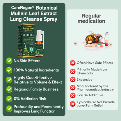 🫁⚡✅Official Store:CareRegen® Botanical Mullein Leaf Extract Lung Cleanse Spray（🫁Directly acts on COPD, asthma, chronic bronchitis (CB), respiratory infections, lung cancer, sinusitis, and other conditions🫁）🌞