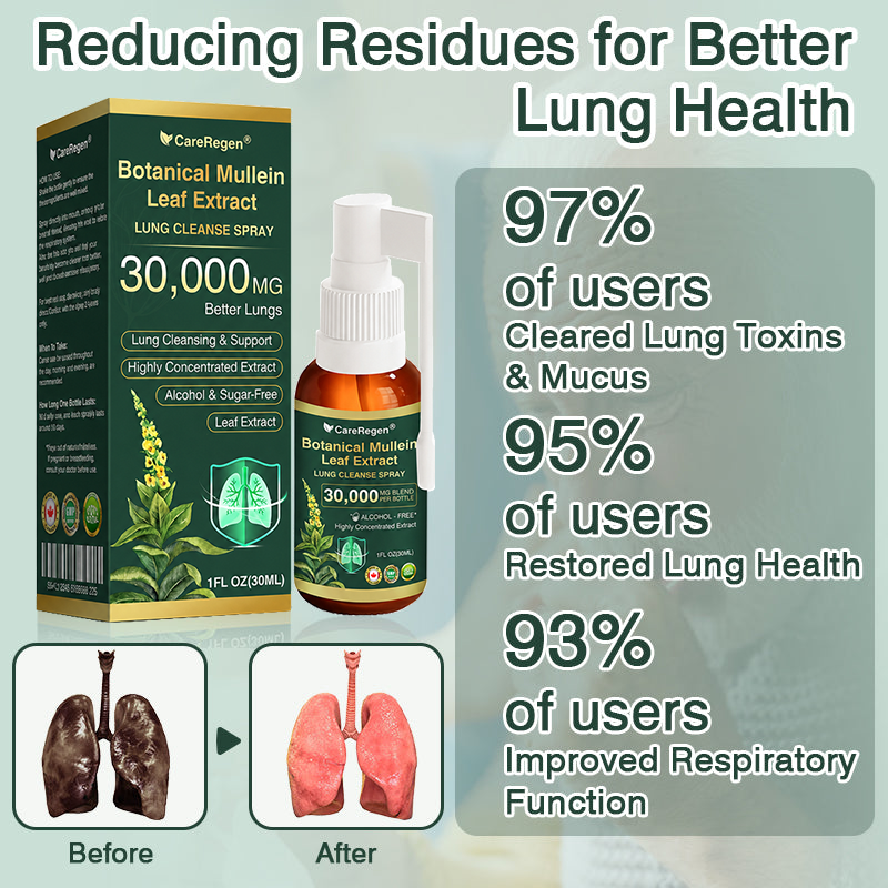 🫁⚡✅Official Store:CareRegen® Botanical Mullein Leaf Extract Lung Cleanse Spray（🫁Directly acts on COPD, asthma, chronic bronchitis (CB), respiratory infections, lung cancer, sinusitis, and other conditions🫁）🌞